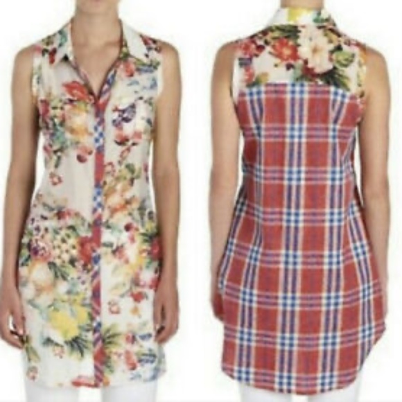 Anthro Cyrena Floral sheer tunic top - Picture 2 of 14